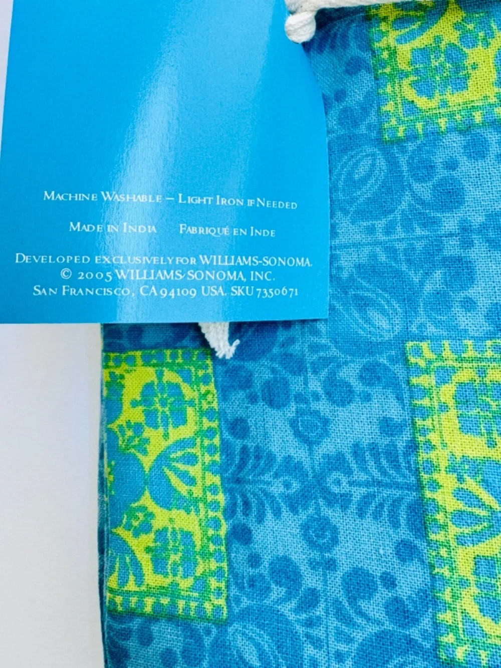 Williams Sonoma Napkins 4 Pack Summer Block Blue Yellow Cloth Dinner Luncheon